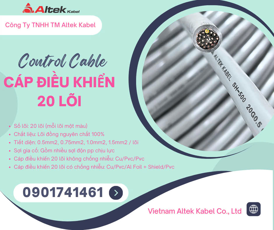 Cáp điều khiển, cáp tín hiệu 20 lõi Altek Kabel Hà Nội