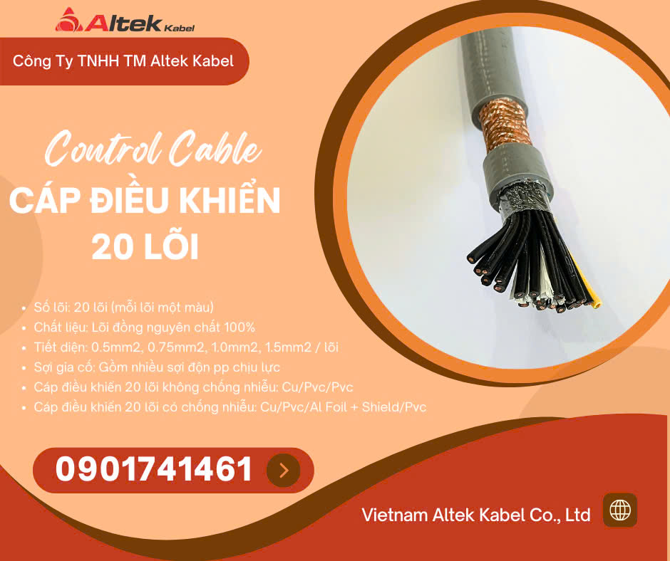 Cáp điều khiển, cáp tín hiệu 20 lõi Altek Kabel Hà Nội