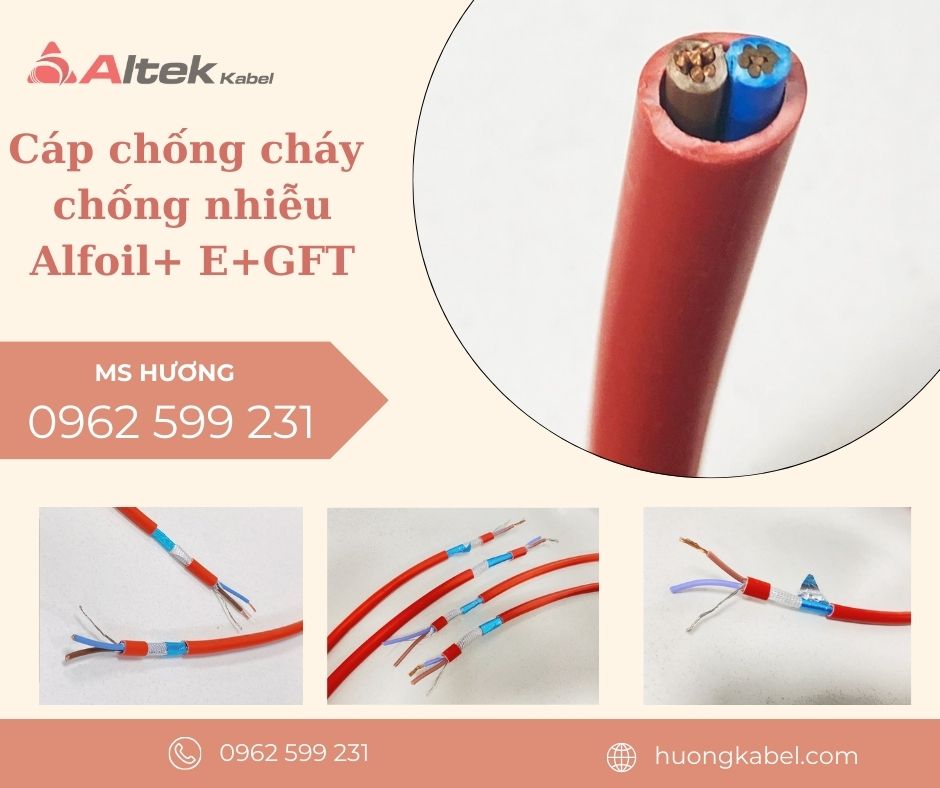 Cáp chống cháy chống nhiễu 2 core có kết quả thứ nghiệm Quatest 1