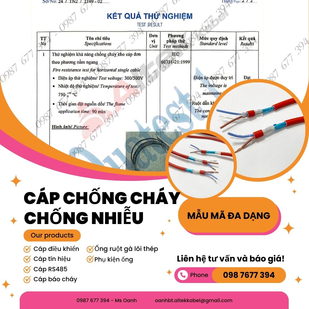 Dây cáp báo cháy chống cháy chống nhiễu 2x1.0mm