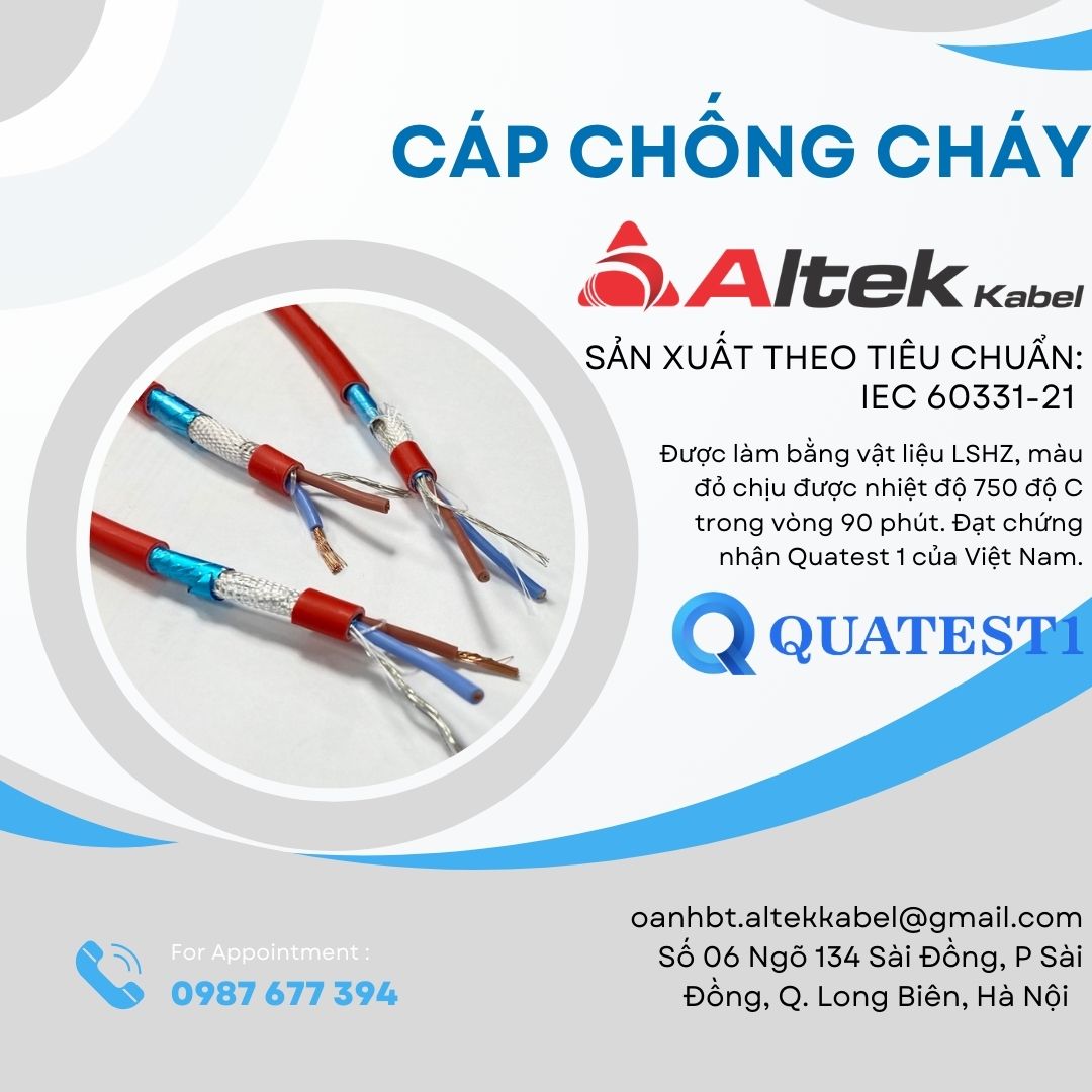 Dây cáp báo cháy chống cháy chống nhiễu 2x1.0mm