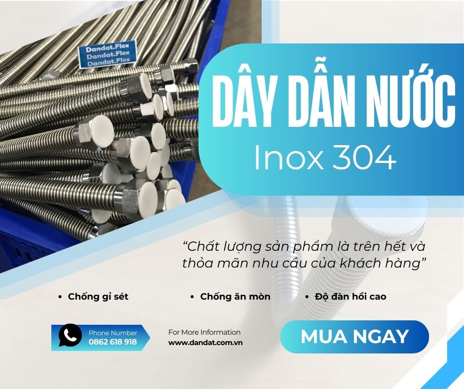 Dây Dẫn Nước Nóng Lạnh Vòi Lavabo, Dây Cấp Nước Mềm Inox