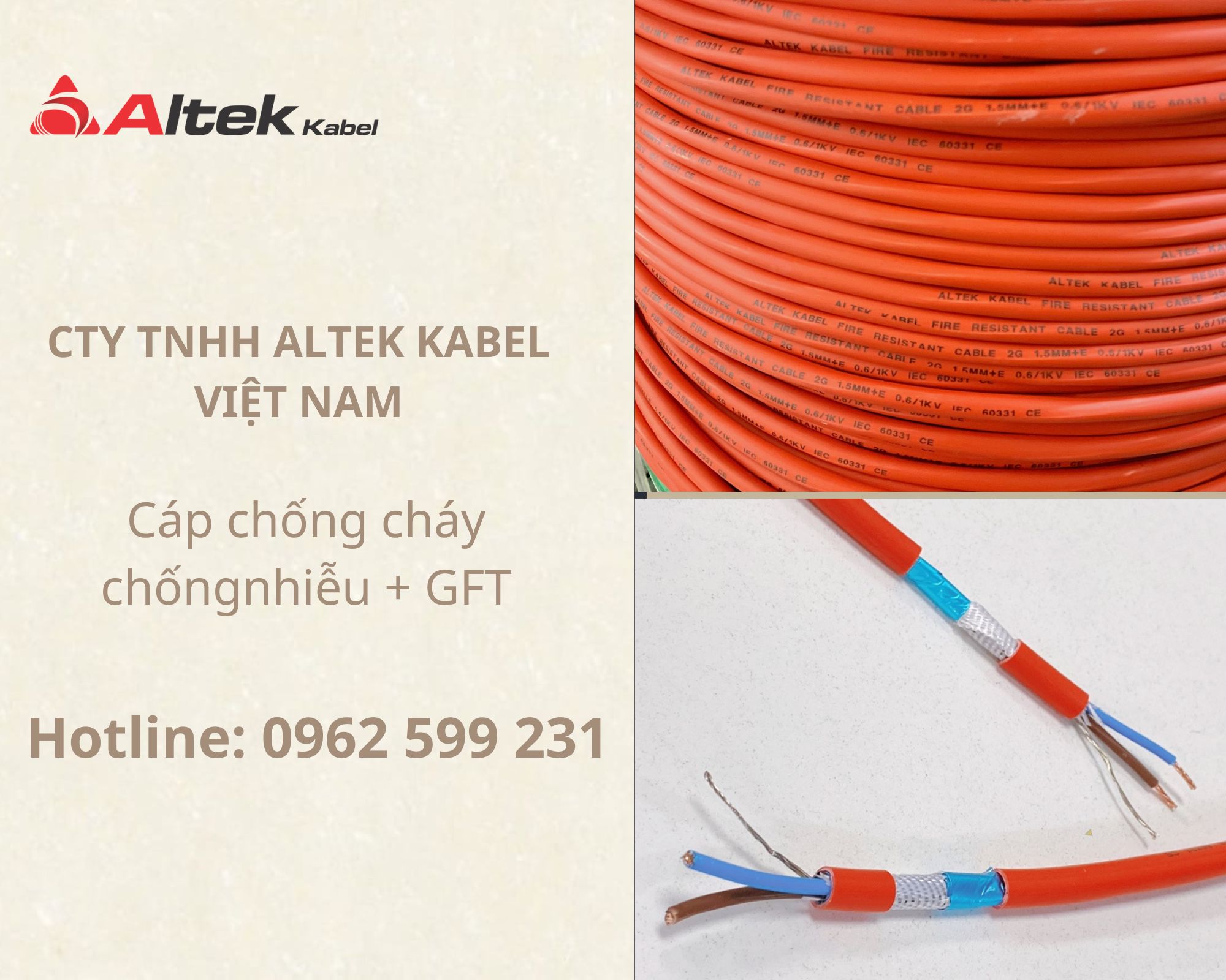 Tổng kho phân phối Cáp Chống Cháy chống nhiễu +E+AL+GFT