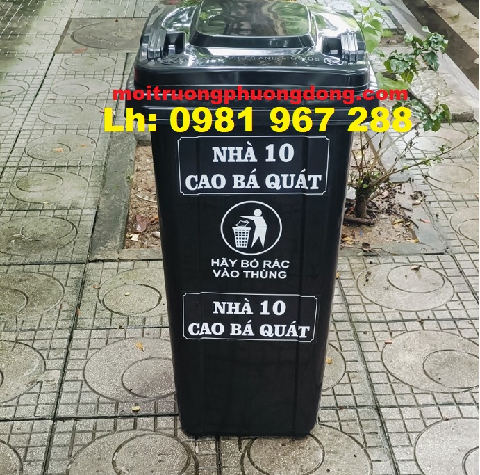 Thùng rác di động 2 bánh xe 120L nhựa HDPE