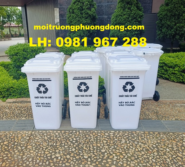 Thùng rác di động 2 bánh xe 120L nhựa HDPE