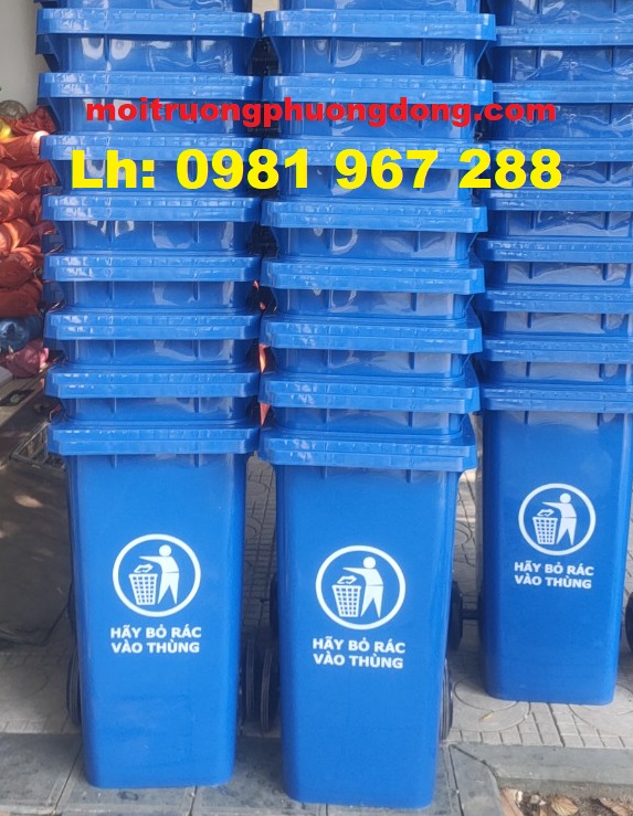 Thùng rác di động 2 bánh xe 120L nhựa HDPE