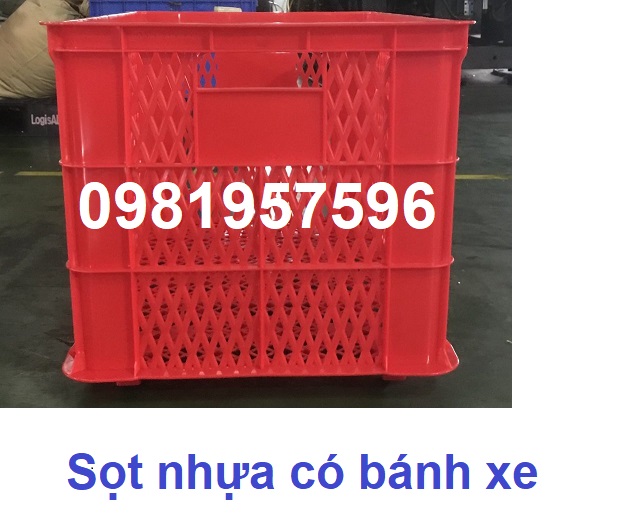 Sọt nhựa có bánh xe, sóng nhựa hở, sóng nhựa có bánh xe