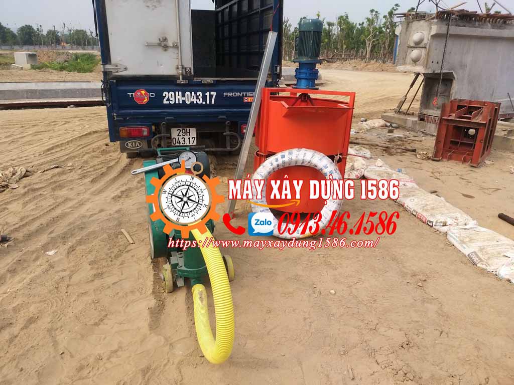 Máy bơm vữa sika 1 pitton, thùng trộn 2 tầng