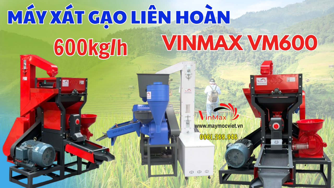 Máy xát gạo liên hoàn 600kg/h xát gạo nghiền cám 11kw TURBO TBX600