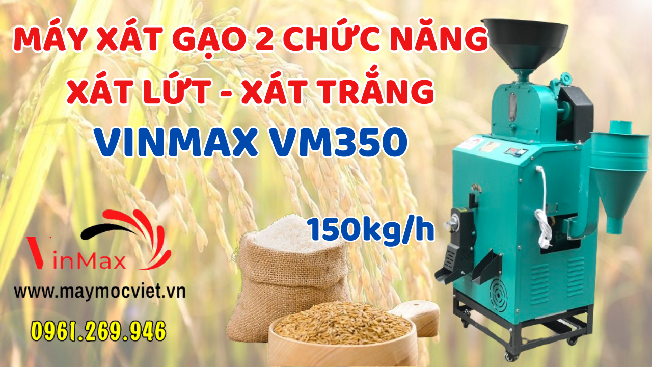 Máy xát gạo 2 chức năng xát trắng xát lứt motor điện 3kw