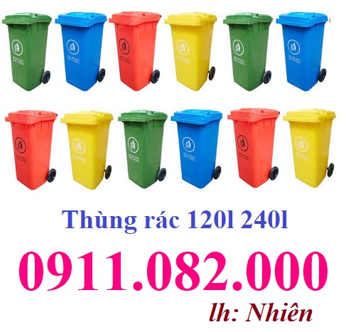 Thùng rác 120 lít, 240l, 660 lít màu xanh giá rẻ chất lượng