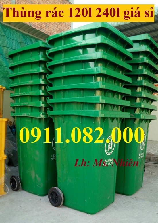 Thùng rác 120 lít, 240l, 660 lít màu xanh giá rẻ chất lượng