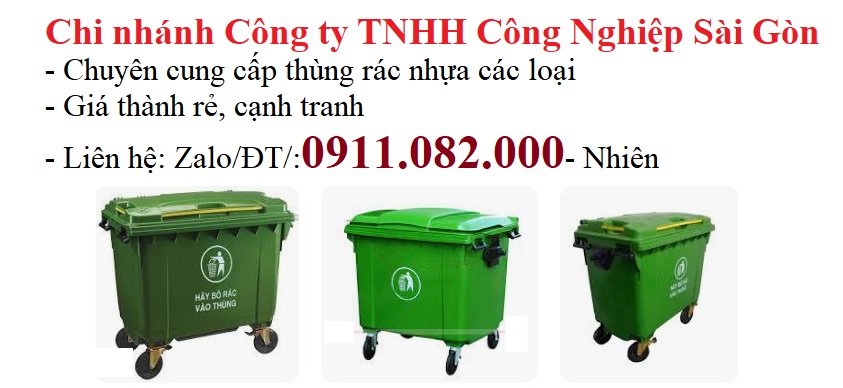 Thùng rác 120 lít, 240l, 660 lít màu xanh giá rẻ chất lượng