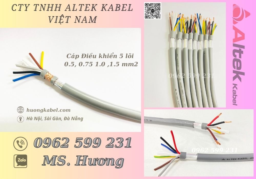 Cáp 5 lõi, Cáp điều khiển Altek kabel 300/500v