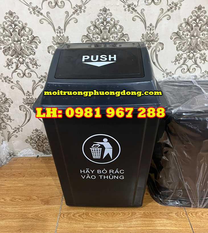 Địa chỉ bán thùng rác nhựa 60L nắp bập bênh PUSH