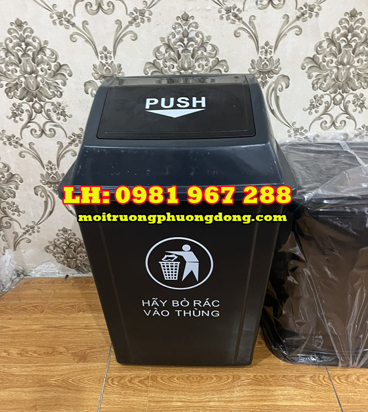 Địa chỉ bán thùng rác nhựa 60L nắp bập bênh PUSH