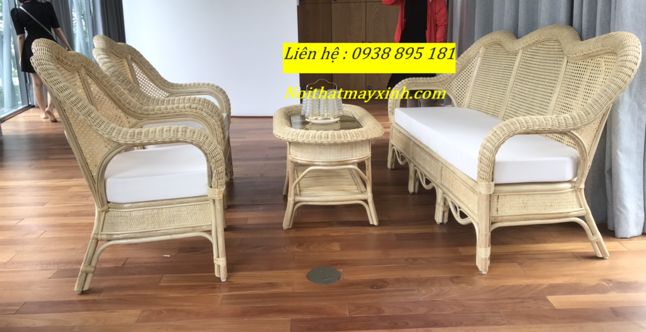 Sofa mây tre đan phòng khách chất liệu mây tự nhiên, ghế sofa mâynhiên