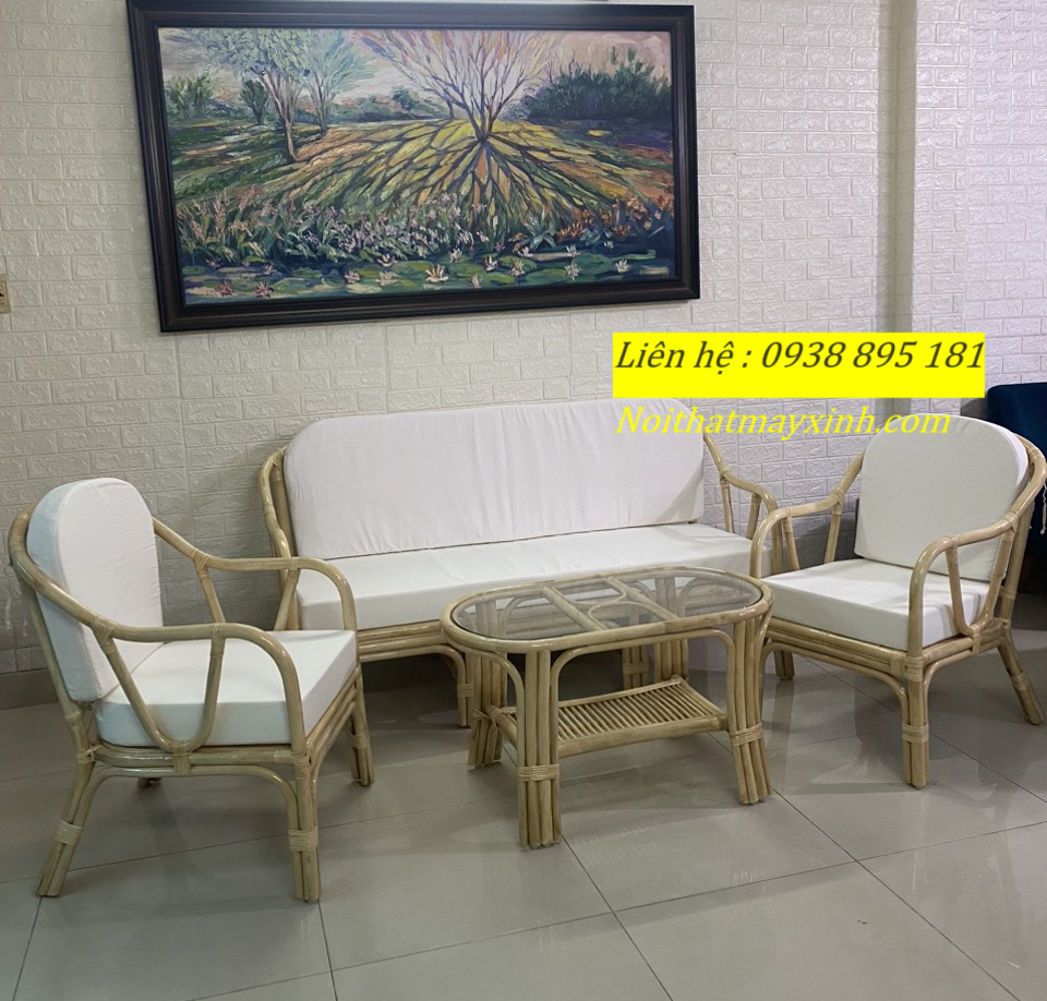 Sofa mây tre đan phòng khách chất liệu mây tự nhiên, ghế sofa mâynhiên