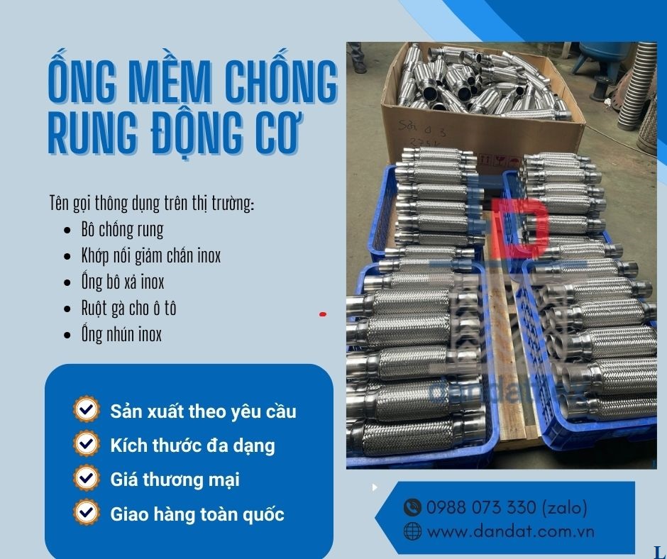 Bô xả mềm ô tô, Khớp nối inox, Ống mềm chống rung động cơ,Ruột gà inox