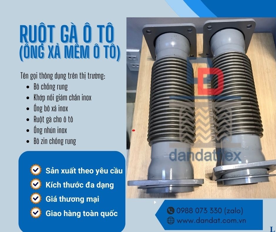 Bô xả mềm ô tô, Khớp nối inox, Ống mềm chống rung động cơ,Ruột gà inox