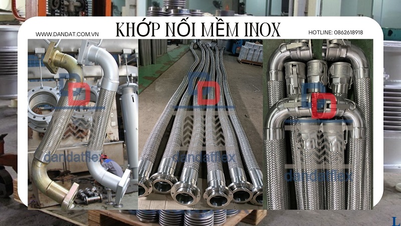 Khớp nối mềm công nghiệp, Ống mềm inox rắc co ren, khớp chống rung D80