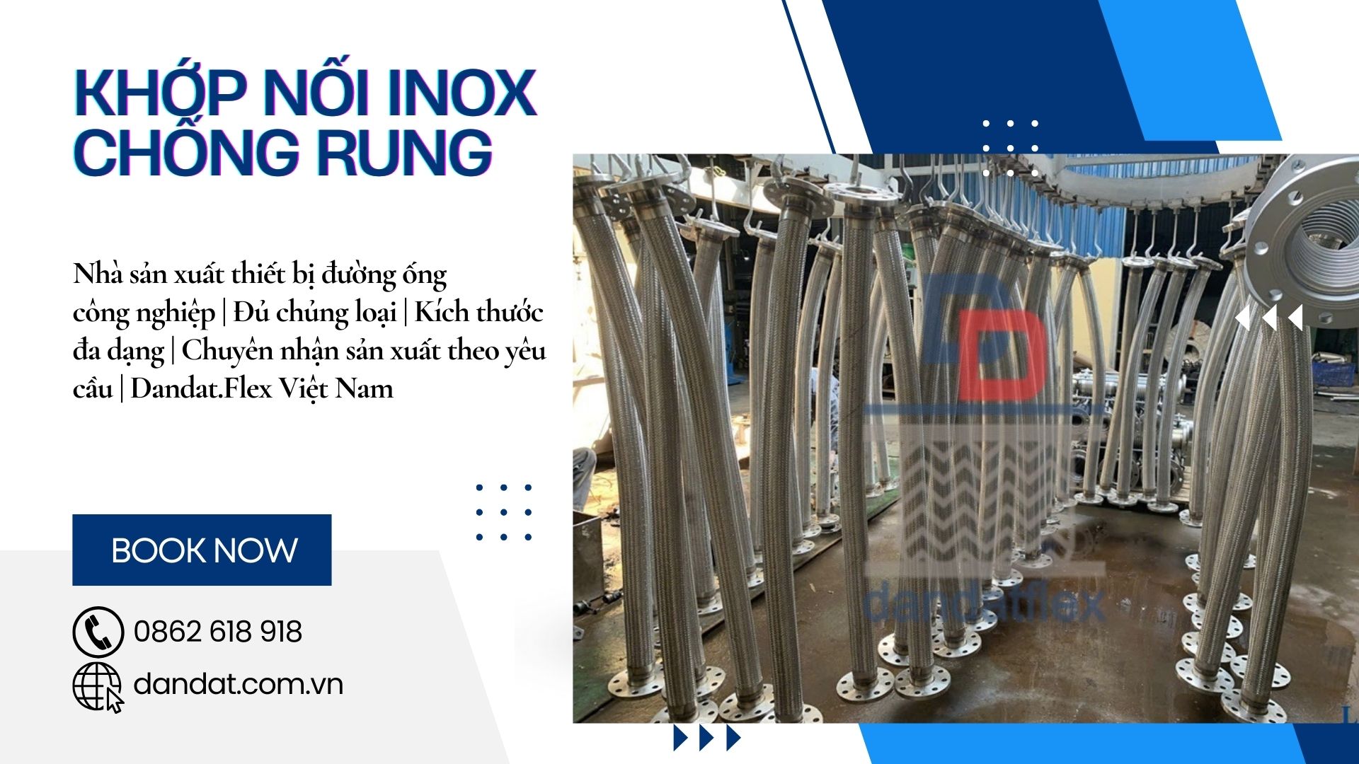 Khớp nối mềm công nghiệp, Ống mềm inox rắc co ren, khớp chống rung D80