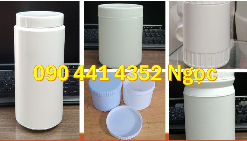 Bán hủ nhựa HDPE 1kg, hủ nhựa đựng 500g bột nghệ, hủ nhựa 250g đựng