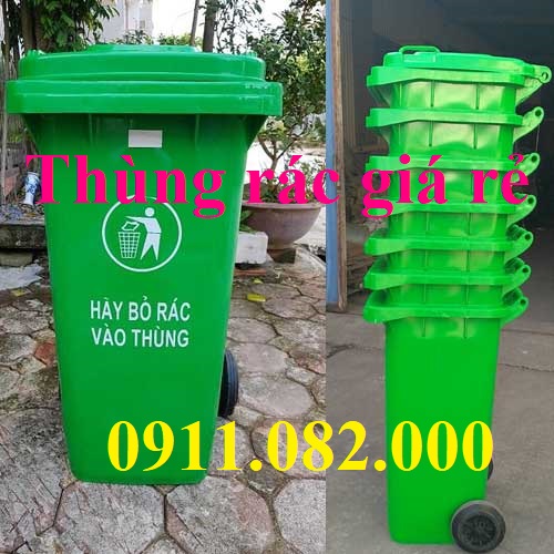 Thùng rác 120 lít 240 lít 660l giá rẻ- lh 0911082000- màu xanh