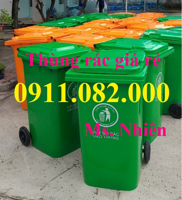 Thùng rác 120 lít 240 lít 660l giá rẻ- lh 0911082000- màu xanh