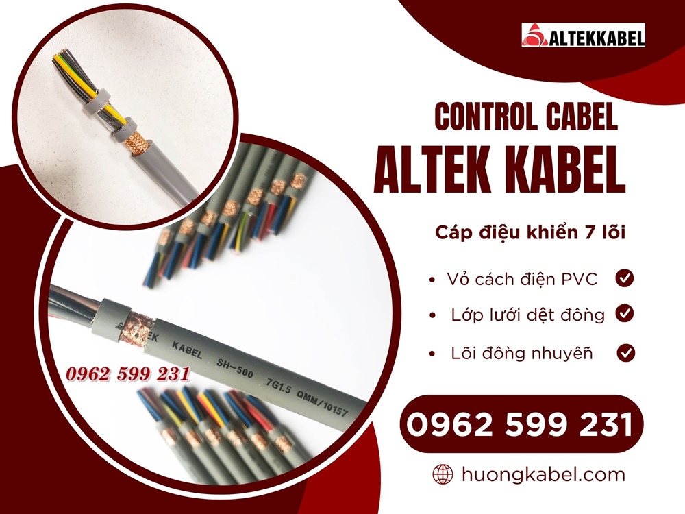 Cáp 7 lõi, cáp điều khiển, cáp tín hiệu Altek kabel 300/500v