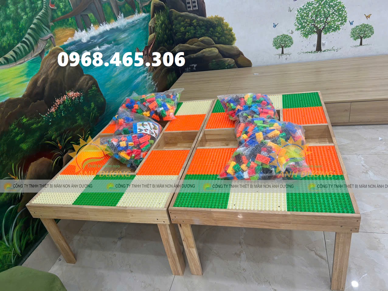 Bàn lego trẻ em, bàn xếp lego trẻ em bằng gỗ chất lượng cao