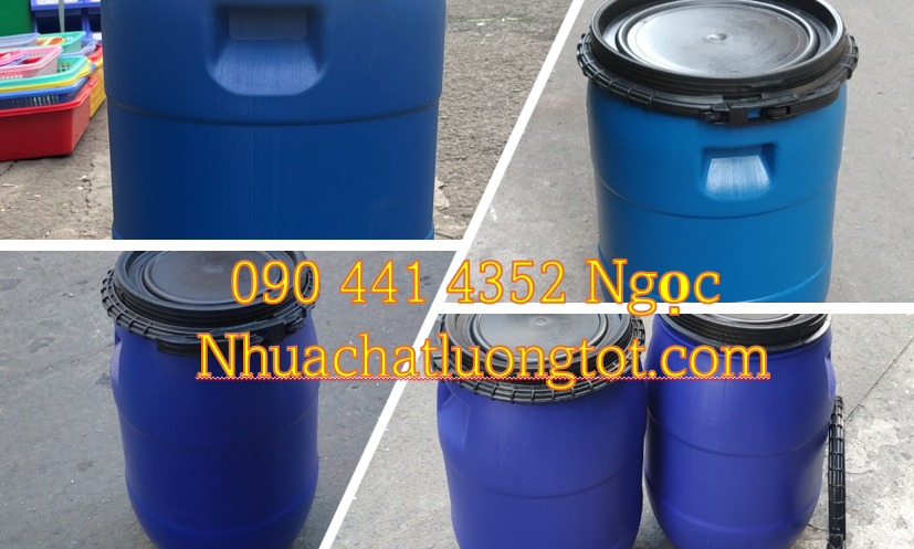 Gía thùng phuy nhựa 220L cũ đẹp, thùng phuy nhựa đựng hoá chất