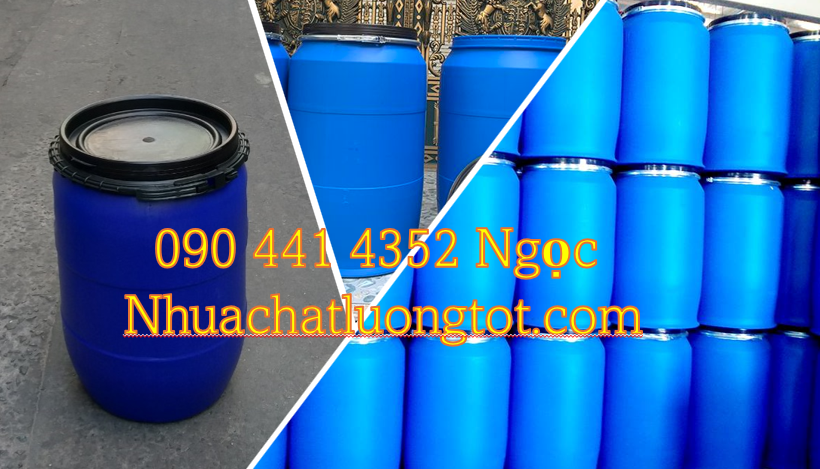 Gía thùng phuy nhựa 220L cũ đẹp, thùng phuy nhựa đựng hoá chất