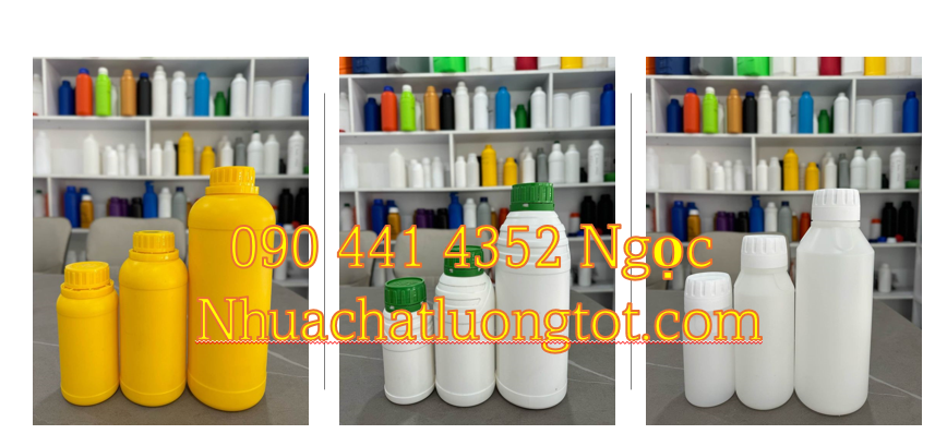 Bình nhựa 1 lít đựng vi sinh, chai nhựa 500ml HDPE, chai nhựa đựng dầu