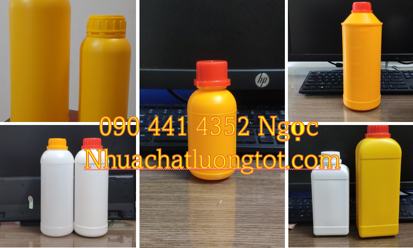 Bình nhựa 1 lít đựng vi sinh, chai nhựa 500ml HDPE, chai nhựa đựng dầu