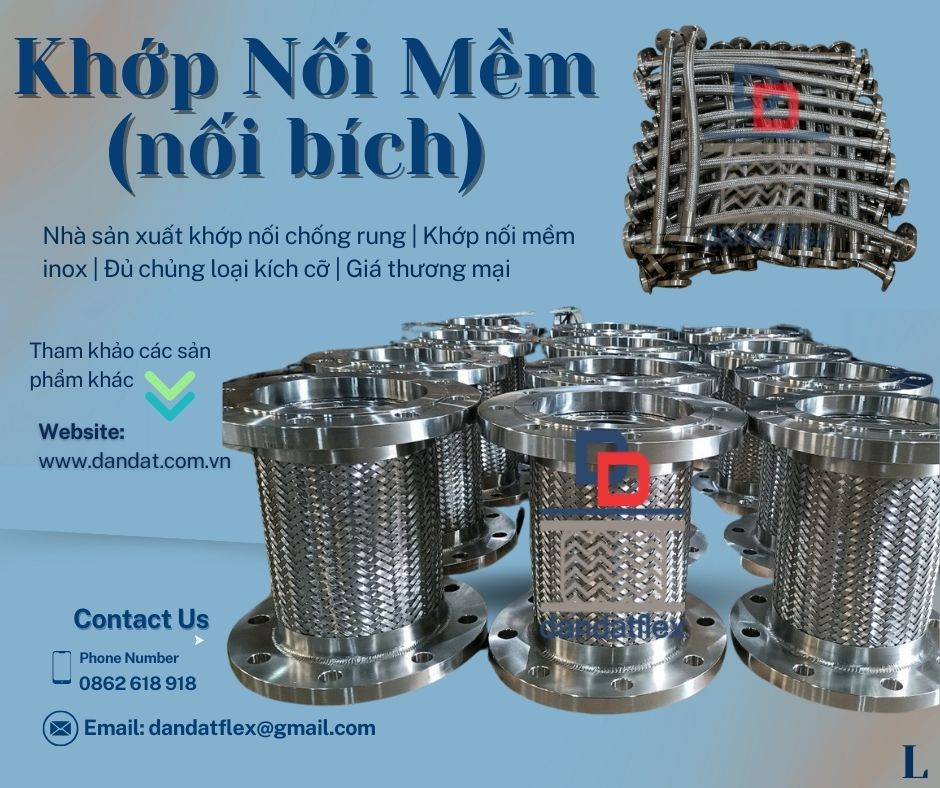 Khớp nối mềm inox chống rung mặt bích các loại, khop noi mem inox