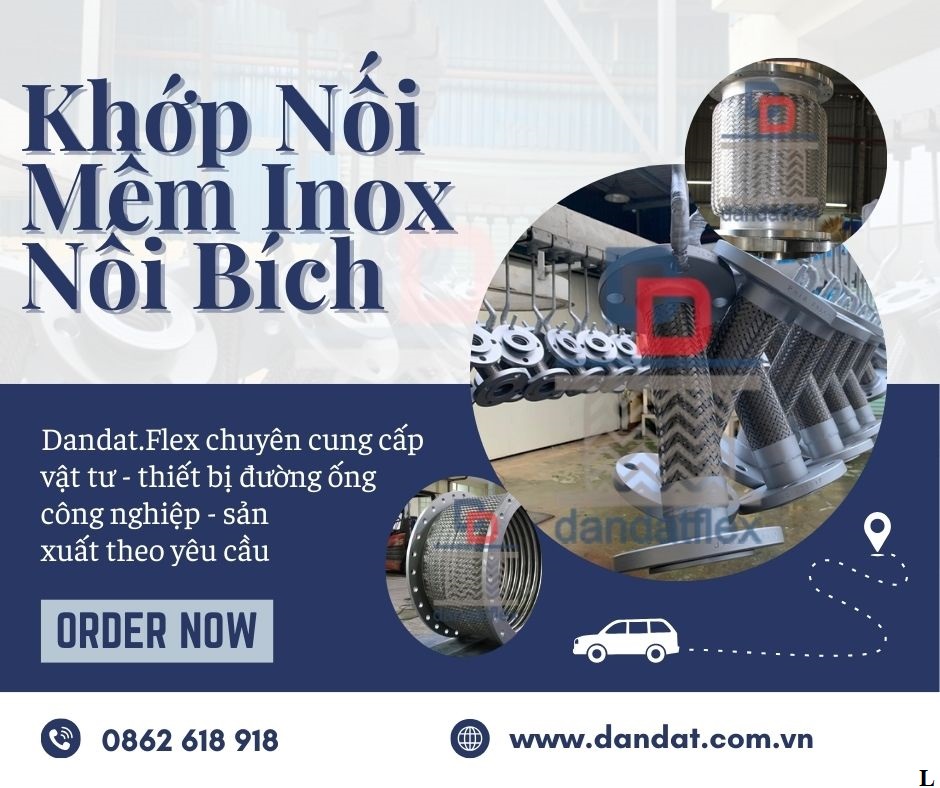 Khớp nối mềm inox chống rung mặt bích các loại, khop noi mem inox