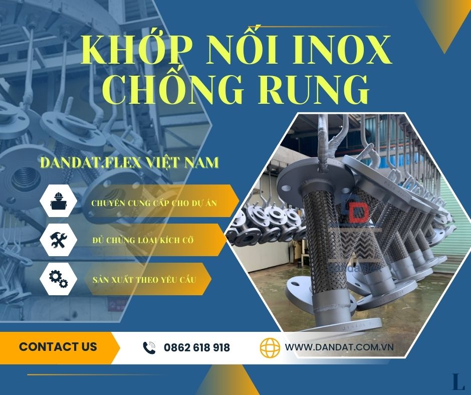 Khớp nối mềm inox chống rung mặt bích các loại, khop noi mem inox