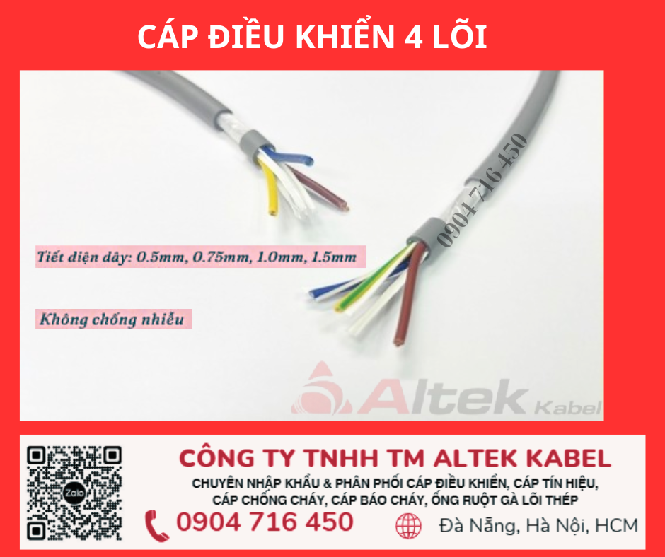 Cáp nguồn tín hiệu 4 lõi Altek Kabel Bắc Ninh, Bắc Giang