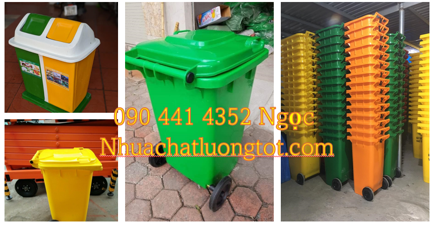 Bán thùng rác 120 lít nhựa HDPE, thùng đựng rác 240 lít màu xanh lá