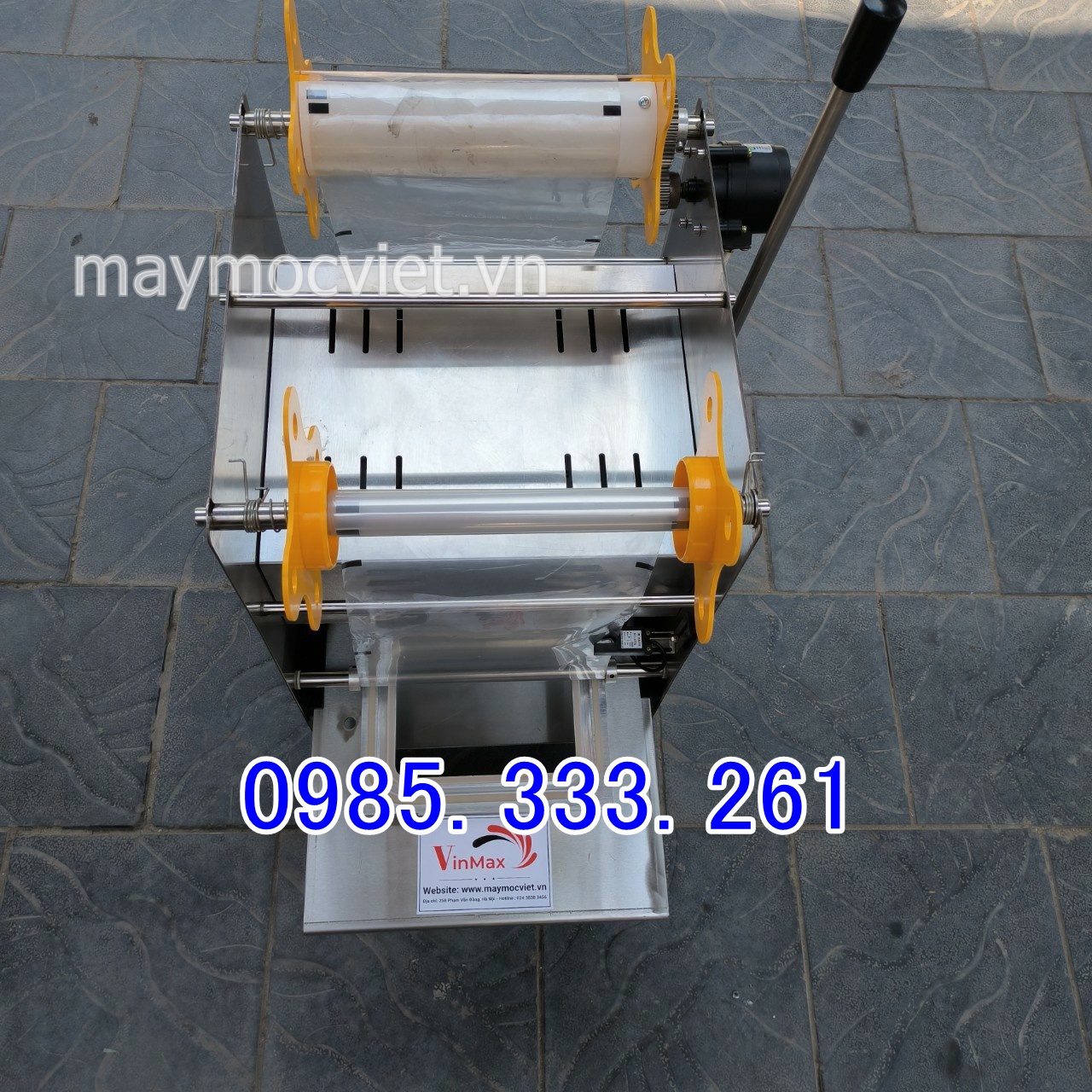 Máy dán hộp thực phẩm vuông bán tự động dùng cho hộp thực phẩm sống