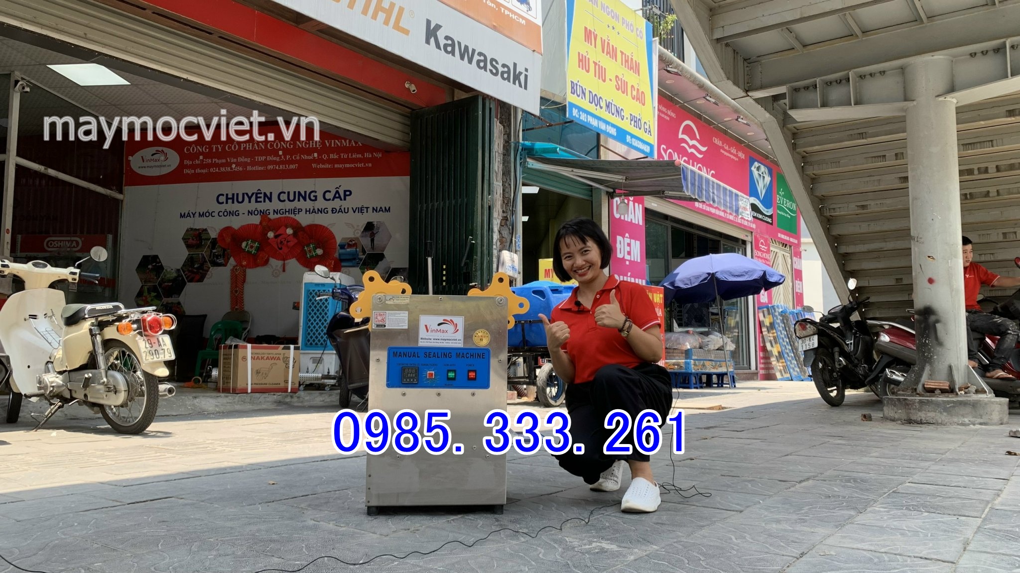 Máy dán hộp thực phẩm vuông bán tự động dùng cho hộp thực phẩm sống