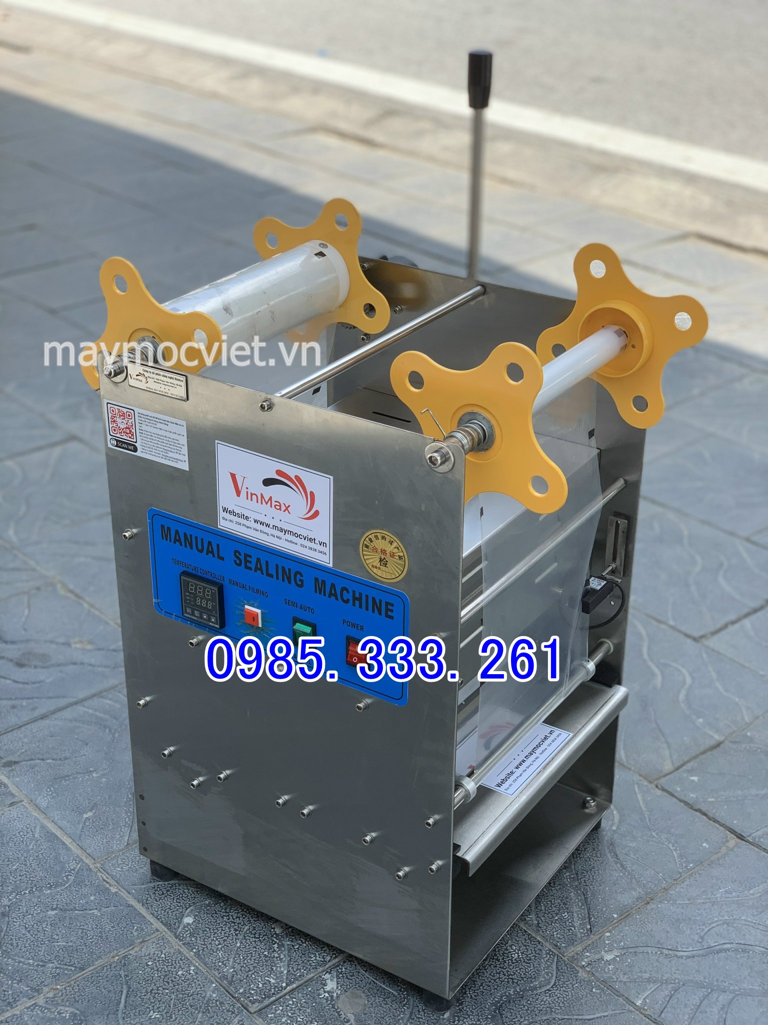 Máy dán hộp thực phẩm vuông bán tự động dùng cho hộp thực phẩm sống