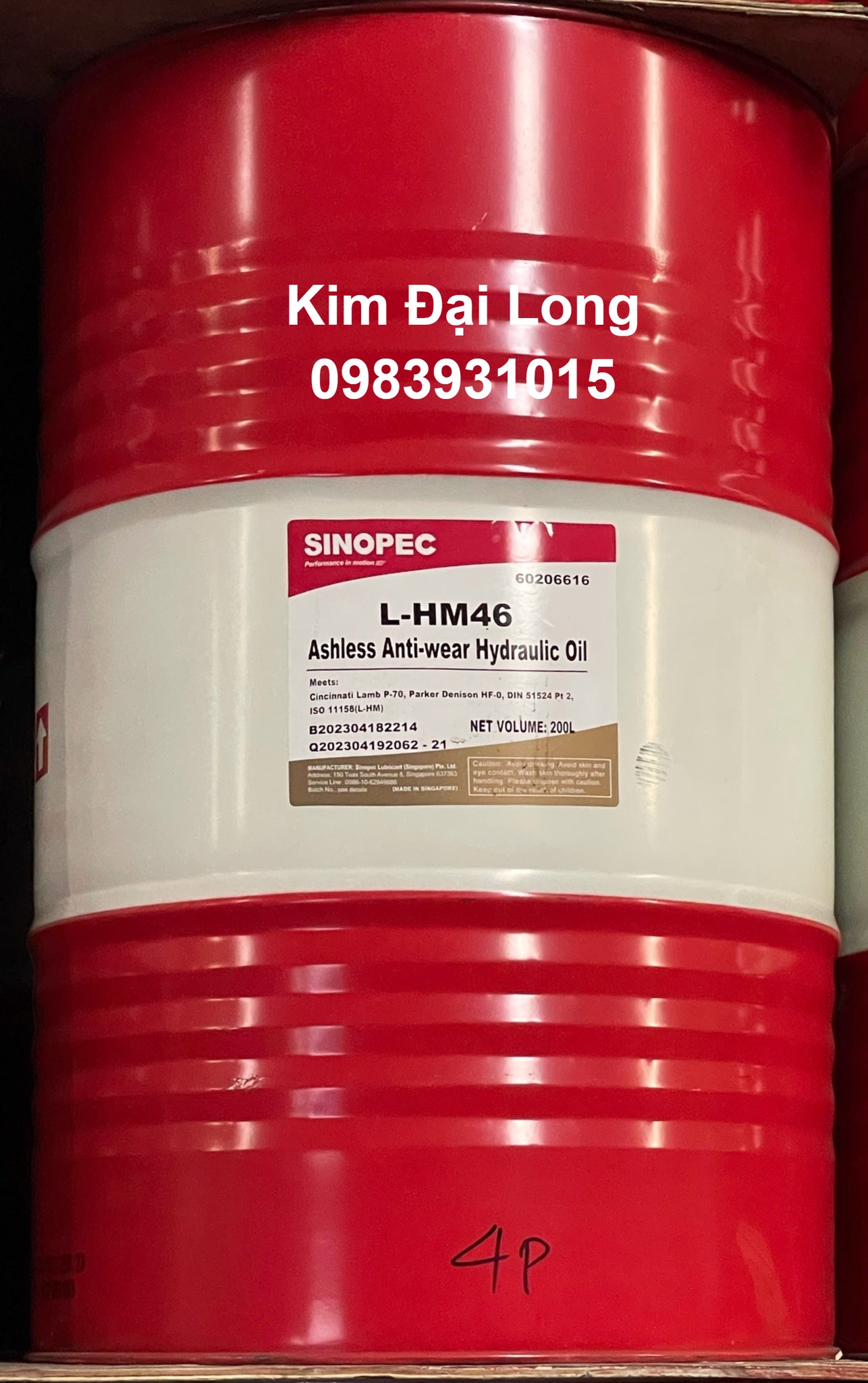 Dầu thủy lực không tro Sinopec Ashless L-HM