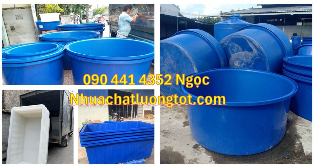 Thùng nhựa chữ nhật 100 lít, thùng nhựa vuông 500 lít màu xanh