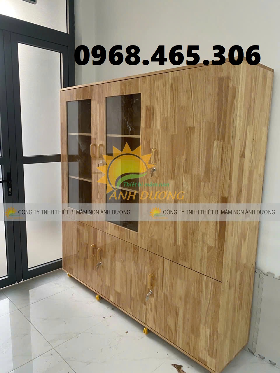 Kệ gỗ cao su, tủ gỗ cao su mầm non chất lượng cao