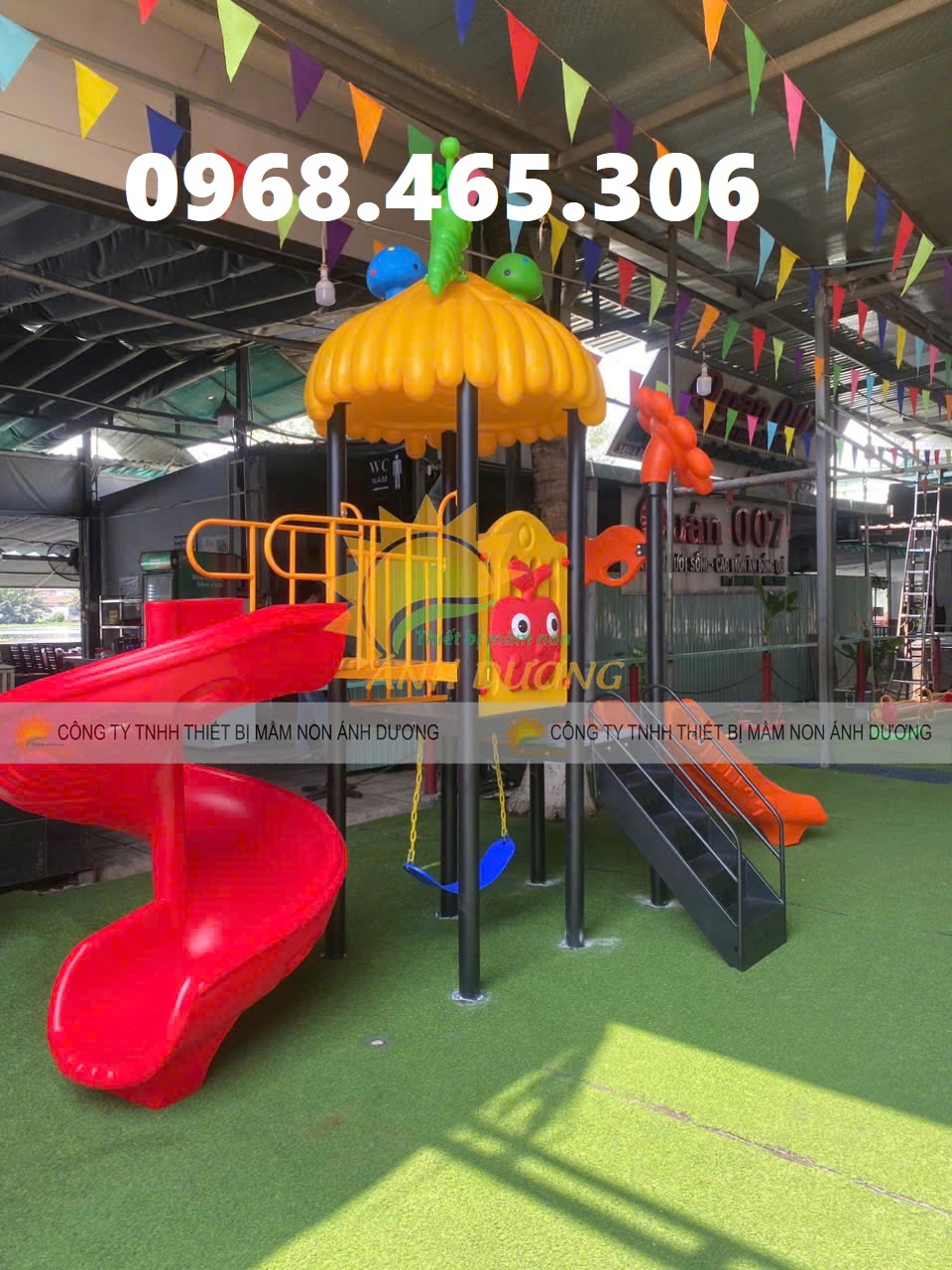 Bộ cầu trượt liên hoàn trẻ em hàng nhập khẩu, cầu trượt sắt trẻ em