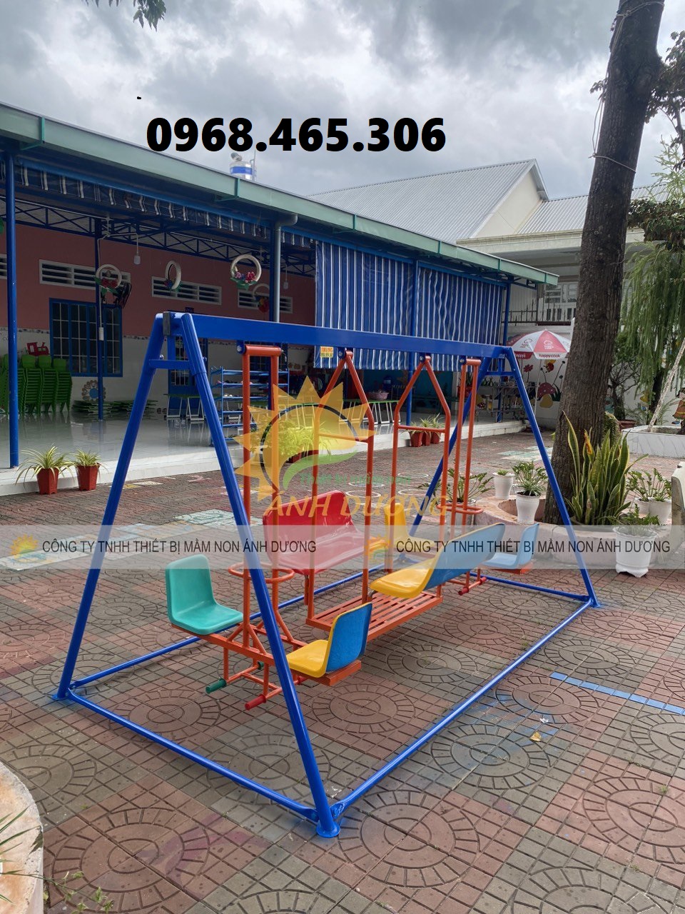 Xích đu sắt trẻ em, xích đu mầm non ngoài trời, xích đu cho bé