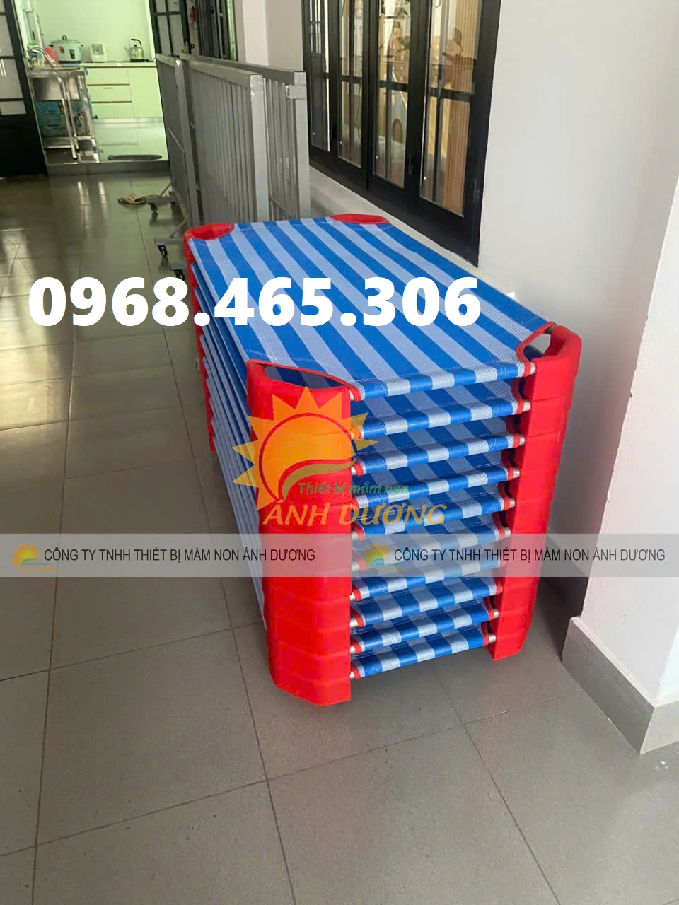 Giường lưới mầm non thoáng mát, giường lưới trẻ em dài 1m2