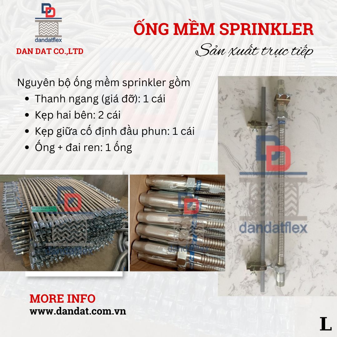 Ống mềm nối đầu phun, ống ruột gà lõi thép,dây đồng bện, dây cấp nước